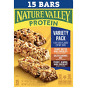 Nature Valley Protein Bars Variety Pack, Gluten Free Chewy Granola Snack Bars, 10g Protein, Peanut Butter Dark Chocolate, Salted Caramel Nut, Peanut Almond Dark Chocolate, 15 Count, 21.3 oz Box