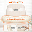 Orange Factory Criss Cross Chair Wheels Wide Cross Legged Office Desk Vanity Chair Comfy Fabric Armless Adjustable Swivel for Home Computer Task (Beige)