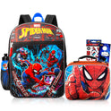 Marvel Spiderman Backpack with Lunch Box Set - Spiderman Backpack for Boys 4-6, Spiderman Lunch Box, Water Bottle, Stickers, More | Spiderman Backpack for Kids