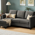 VICTONE Convertible Sectional Sofa Couch, 3 Seat L-Shaped Sofa with Linen Fabric Ottoman Small Couch for Small Apartments, Living Room and Office (Linen Fabric, Dark Gray)