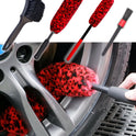 Professional 4 Pack Long Handle Wheel Brush Kit for Cleaning Wheel and Tire- 2X Soft Wheel Cleaning Brush, Detailing Brush and Stiff Tire Brush, Bendable& Durable Wheel Rim Cleaner Brush Set
