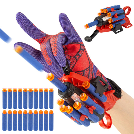 Spider Gloves Man Web Shooter Toy with Wrist, Spider Launcher Gloves Cosplay Toy Set for Kids