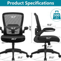FelixKing Office Chair, Ergonomic Desk Chair Breathable Mesh Chairs Adjustable High Back Lumbar Support Flip-up Armrests, Executive Rolling Swivel Comfy Computer Chairs Home Office Black