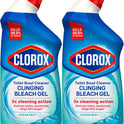 Clorox Toilet Bowl Cleaner, Clinging Bleach Gel, Ocean Mist - 24 Ounces, Pack of 2