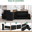 HONBAY Sectional Sofa with Storage Seat Velvet U Shaped Couch with Reversible Chaise Convertible Sectional Couches for Living Room,Black Velvet