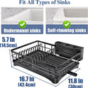 SNTD Dish Drying Rack for Kitchen Counter - Large Dish Rack with Drainboard, Rustproof Dish Drainer with Utensil Holder for Sink, Black