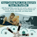 Barnakl Ceiling Fan Air Purifier Pads, Activated Coconut Shell Carbon Fan Filters Trap Dust, Odors & Allergens, Easy-Stick Universal Fit for Ceiling Fan Blades, Odorless & Unscented - (5 Count)