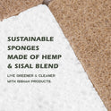 Plant-Based Kitchen Sponges - FSC Certified and PETA Approved, Natural, Eco-Friendly, Biodegradable Sisal Hemp Sponges for Dishes, Cleaning Sponge for Kitchen, Bathroom, Household - 12 Count