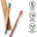 GREENZLA Kids Bamboo Toothbrushes, Natural Toothbrush Set, Soft Bristles, Durable Charcoal Wooden Brushes, Compostable Design for Toddlers and Children, 6 Pack