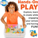 Creativity for Kids Sensory Bin: Construction Zone Playset - Preschool Learning Activities, Excavator Toys for Boys Ages 3-5+, Outdoor Toys and Gifts for Kids