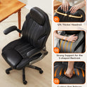 Office Desk Chair, Ergonomic Computer Chair with Padded Flip-Up Arms and Adjustable Lumbar Support, PU Leather Executive Chair with Tilt Lock and 360° Swivel Rolling Wheels for Work, Study