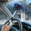 AstroAI Windshield Cleaner Tool, Car Interior Detailing Cleaning Kit with Extendable Handle and 4 Upgraded High-Density Reusable Microfiber Pads, Auto Glass Wiper Brush Kit for Cars, Blue, 15.9in-21in