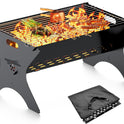 Camping Campfire Grill, 16"Lx12"D Portable Folding Charcoal Grills, Backpacking BBQ Grill with Carry Bag, Outdoor Fire pit for Camping, Picnic, Bonfire, Patio, Backyard