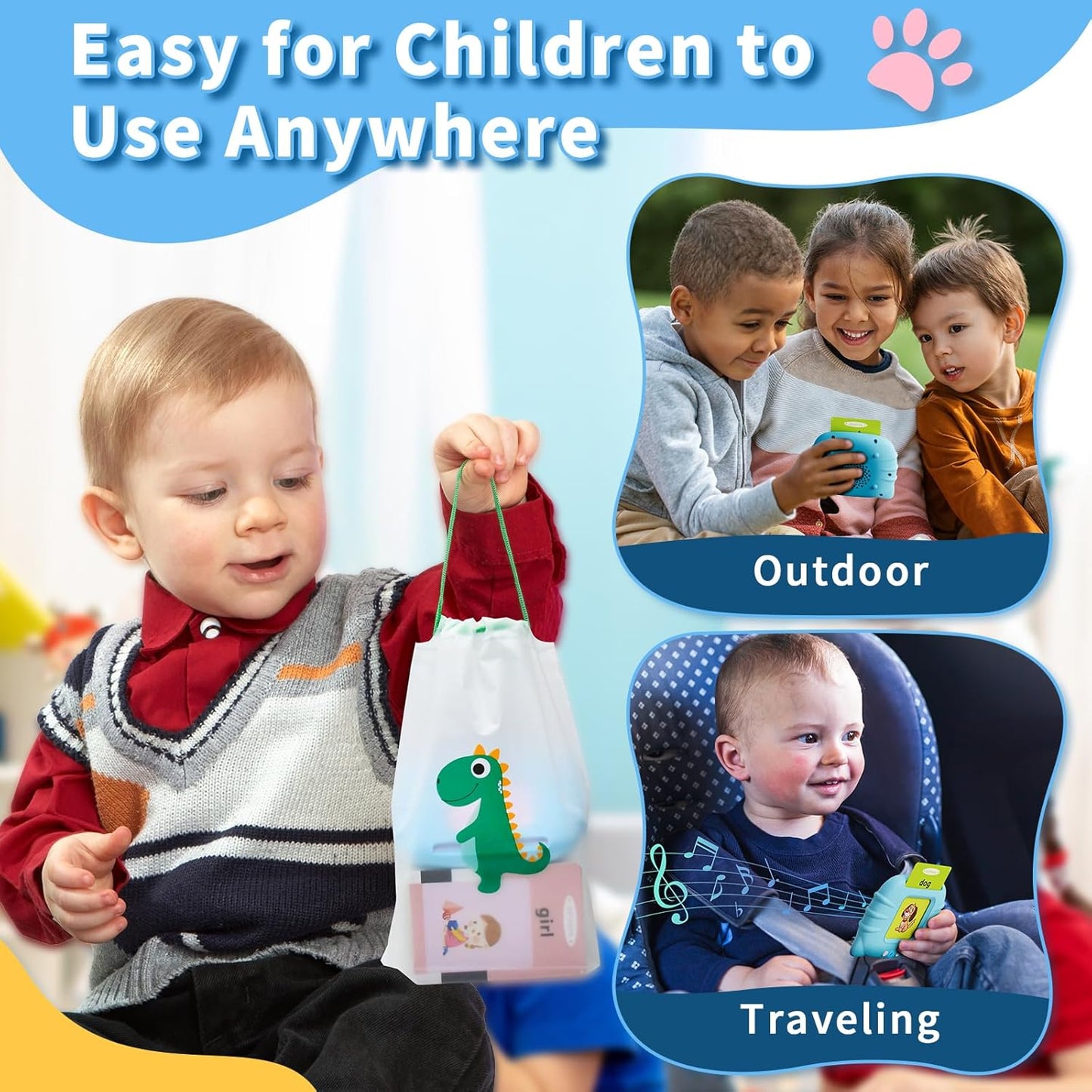 Toddler Toys Talking Flash Cards for 1 2 3 4 5 6 Year Old Boys and Girls, Autism Sensory Toys for Autistic Children, Learning Educational Montessori Speech Therapy 248 Sight Words Kids Gifts