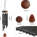 Large Aluminium Wind Chimes 37" to Create a Zen Atmosphere Suitable for Outdoor, Garden, Patio Decoration. Classic Black Wind Chime with Wind Catcher Suitable as A Gift for Mom Neighbor Unisex