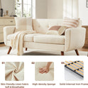 Tbfit 65" W Loveseat Sofa, Mid Century Modern Decor Love Seat Couches for Living Room, Button Tufted Upholstered Small Couch for Bedroom, Solid and Easy to Install Love Seats Furniture, Beige