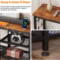 Furologee TV Stand with Power Outlets, Entertainment Center with Open Storage Shelves for TVs up to 55 Inch, Media Console Table with Soundbar Shelf for Living Room, Bedroom, Rustic Brown