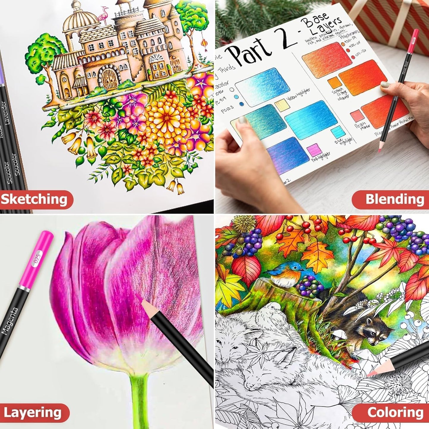 Soucolor 72-Color Colored Pencils for Adult Coloring Books, Soft Core, Back to School Supplies, Smooth Coloring Pencils for Kids Sketching, Drawing, Blending, Shading, Arts & Crafts Supplies Gift