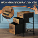 DEVAISE Mobile File Cabinet, Rolling Printer Stand with 3 Drawers, Fabric Vertical Filing Cabinet fits A4 or Letter Size for Home Office, Rustic Brown Wood Grain Print