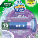 Scrubbing Bubbles Fresh Gel Toilet Bowl Cleaning Stamps, Helps Keep Toilet Clean and Helps Prevent Limescale & Rings, Lavender Scent, 1 Dispenser with 6 Fresh Gel Stamps