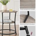 VASAGLE Side Table, 2-Tier Round End Table, Nightstand with Steel Frame for Small Spaces, Living Room, Bedroom, Heather Greige and Ink Black