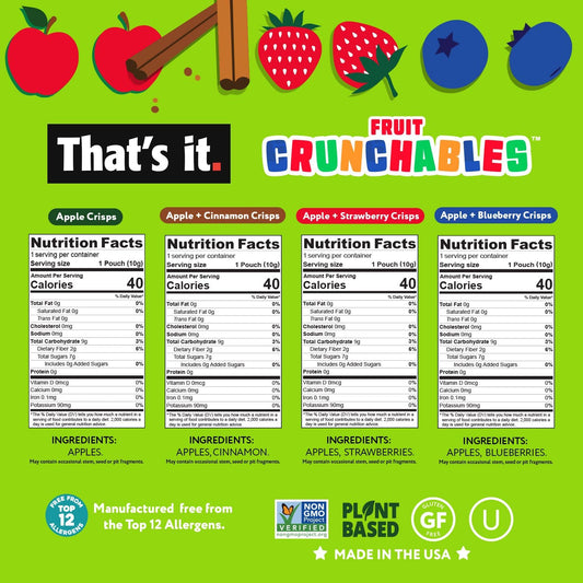 That's it. Fruit Crunchables Variety Pack, Fruit Snacks for Kids, 100% Fruit Crisps, Plant-Based, Non-GMO, Gluten-Free, No Sugar Added (16 Pack)