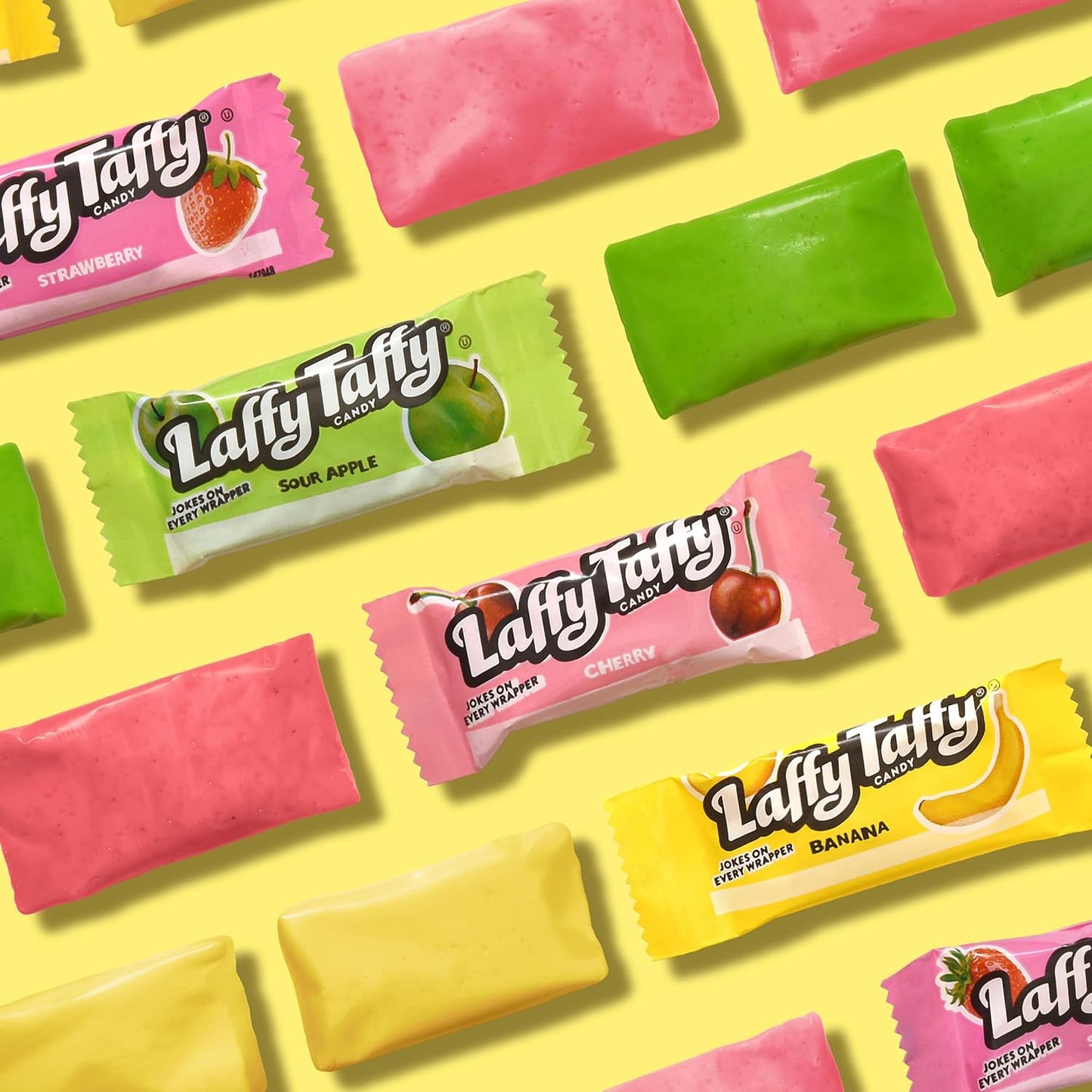 Laffy Taffy Candy, Assorted Fruit Flavored Taffy Candy, Sour Apple, Cherry, Strawberry & Banana Flavors, 49.3 Ounce (145 Pieces)