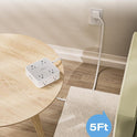 TESSAN Surge Protector Power Strip, 5 Ft Flat Plug Extension Cord with 3 USB (1 USB C) 8 Outlets, 1250W, 900J Protection, 3 Sided Outlet Extender with Power Switch for Office, Dorm Room Essentials