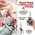 Kitchen Shears by Gidli - Liftime Replacement Warranty* - Includes Seafood Scissors As a Bonus - Heavy Duty Utility Stainless Steel All Purpose Ultra Sharp Scissors for Food/Cooking