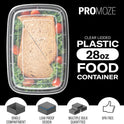 50-Pack Reusable Meal Prep Containers Microwave Safe Food Storage Containers with Lids, 28 oz - 1 Compartment Take Out Disposable Plastic Bento Lunch Box To Go, BPA Free - Dishwasher & Freezer Safe