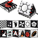 URMYWO Black and White Baby Toys, Tummy Time High Contrast Newborn Toys 0-3 Months, Soft Baby Book, Visual Stimulation Montessori Sensory Infant Toys 0-6-12 Months, Shower Gift for Boys Girls