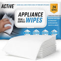 ACTIVE Home Appliance Surface Cleaner Wipes Heavy Duty Wipe for Cleaning Washing Machine, Dryer Stainless Steel Refrigerator, Glass Cooktop, Microwave, Dishwasher, Counter, Tile - 24 Large Wipes