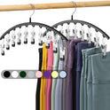 Legging Organizer for Closet, Metal Yoga Pants Hangers 2 Pack w/10 Clips Holds 20 Leggings, Space Saving Hanging Closet Organizer w/Rubber Coated Closet Organizers and Storage, Black