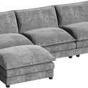 Homall 119" Modular Sectional Sofa, L Shaped Sofa Couch with Reversible Ottoman, DIY Combination Chenille Deep 3-Seat Cloud Couch for Living Room, Apartment (Light Grey, L Shaped Sofa)
