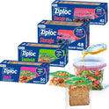 Ziploc Brand 190 Count Storage Bags Variety Pack, 42ct Storage Gallon and 48ct Storage Quart with Stay Open Design, 50ct Sandwich and 50ct Snack with Grip N Seal Technology (Packaging May Vary)