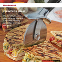 KitchenAid Classic Pizza Wheel with Sharp Blade For Cutting Through Crusts, Pies and More, Built In Finger Guard for Safety and Comfort Grip to Protect Fingers, Dishwasher Safe, 9-Inch, Black