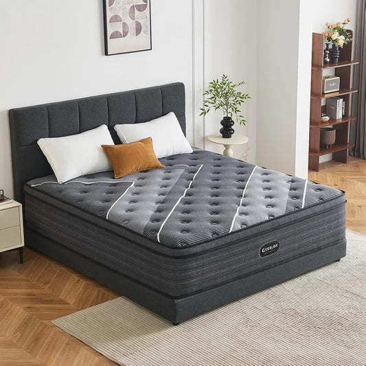 Queen Mattress, 12 Inch Hybrid Mattress in a Box, Medium Firm,Memory Foam and Individual Pocket Springs for Pressure Relief, CertiPUR-US Certified