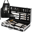 Kaluns Grilling Accessories, Gifts for Men Christmas Grilling Gifts for Dad, Heavy Duty Stainless Steel BBQ Grill Tools Set for Outdoor Grill with Aluminum Case and Apron, Birthday Gifts for Men Dad