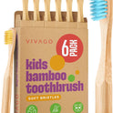 Kids Bamboo Toothbrushes 6 Pack - BPA Free Soft Bristles Toothbrushes for Kids - Children Toothbrush Set