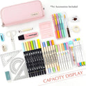 CICIMELON Large Capacity Pencil Case 3 Compartment Pouch Pen Bag for School Teen Girl Boy Men Women (Pink)
