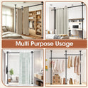 Room Divider No Drilling Curtain Rod Wall Divider for Room Separation, 4-10ft(H) 28-114inch(W) Adjustable, Heavy Duty Partition Space Separator Freestanding Tension Curtain Stand, Black