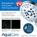 AquaCare High Pressure 8-mode Handheld Shower Head - Anti-clog Nozzles, Built-in Power Wash to Clean Tub, Tile & Pets, Extra Long 6 ft. Stainless Steel Hose, Wall & Overhead Brackets