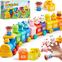 Learning Toy for Toddlers 1 2 3 Years Old, Counting, Matching & Sorting Montessori Learning Farm Train Including 9 Farm Animals and 1 Farmer, Easter Christmas Birthday Gift for Baby Boys Girls