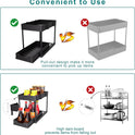 DEKAVA Under Sink Organizer 2 Pack, Bathroom Cabinet Organizer, 2 Tier Sliding Cabinet Basket Organizer Drawer, Multi-Purpose Bath Collection Baskets for Bathroom (Black)