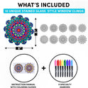 Hula Home Stained Glass Mandala Art Kit - DIY Window Clings with Markers, 10 Suncatchers - Perfect Hobby for Adults, Kids, Teens & Seniors - Ideal Gift for Beginners, Women & Elderly