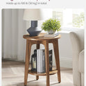 VASAGLE MAEZO Collection - Side Table, 2-Tier Small Round End Table, Nightstand with Tapered Legs, Curved Transitions, for Small Spaces, Living Room, Bedroom, Rustic Walnut ULET283T41