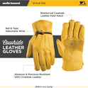 Wells Lamont Leather Work Gloves for Men – Heavy Duty, Cowhide, Abrasion & Puncture Resistant – Adjustable Wrist, Gunn Cut Design, Ideal for