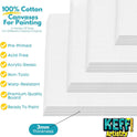 KEFF 24-Pack Canvas for Painting, 6 of 5x7, 8x10, 9x12,11x14 Painting Canvas Boards, Art Supplies for Adults & Kids - 100% Cotton Primed Canvases for Painting Acrylic, Oil, Watercolor, Tempera