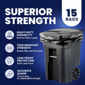 Plasticplace 95-96 Gallon Heavy Duty Black Trash Bags - Contractor Grade, Extra Large Garbage Bags for Construction & Outdoor Trash Cans, 1.2 Mil Thick, 61” x 68” (15 Count Roll)