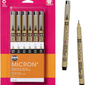 SAKURA Pigma Micron Fineliner Pens - Archival Black Ink Pens - Pens for Writing, Drawing, or Journaling - Assorted Point Sizes - 6 Pack